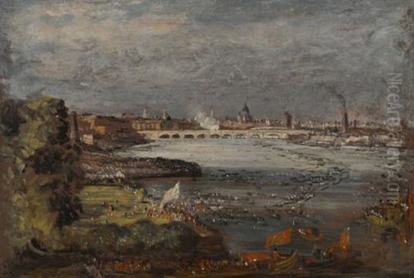 The Opening Of Waterloo Bridge, Seen From Whitehall Stairs, London, 18 June 1817 Oil Painting by John Constable