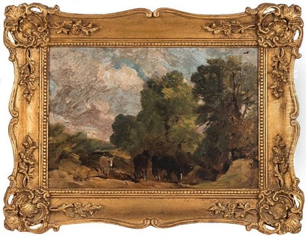 Landscape With Horses Oil Painting by John Constable