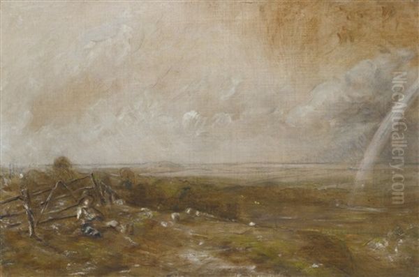 Child's Hill Looking Towards Harrow With A Rainbow Oil Painting by John Constable