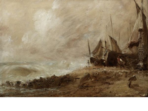 A Sea Beach - Brighton Oil Painting by John Constable