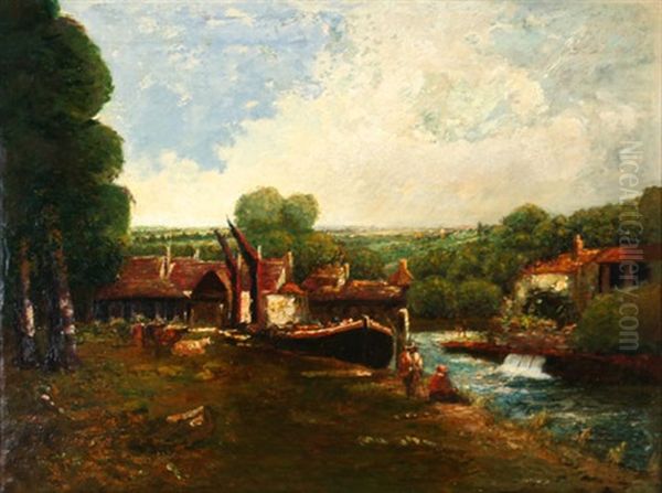 The North Lock Oil Painting by John Constable