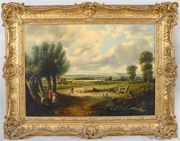 Vue De Dedham Vale Vers Flatford Mill Oil Painting by John Constable