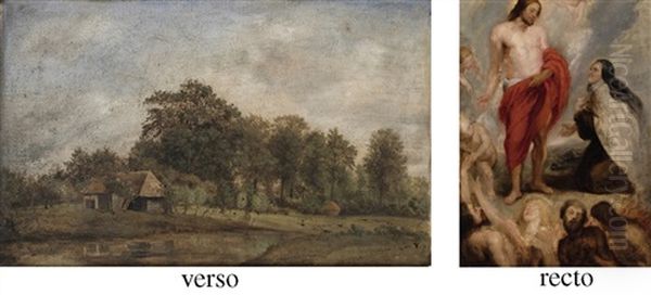 Saint Theresa Interceding For Bernardino De Mendoza (+ A Wooded Landscape With A Cottage Beyond, Verso) by John Constable