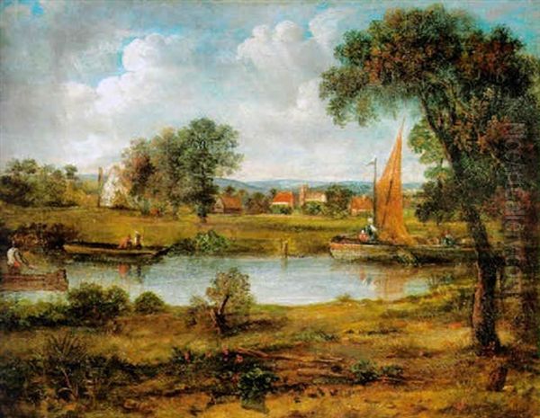 Fluslandschaft Oil Painting by John Constable