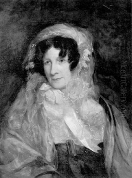 Portrait Of A Seated Lady (mrs. Constable?) Wearing Lace Cap And Shawl Oil Painting by John Constable