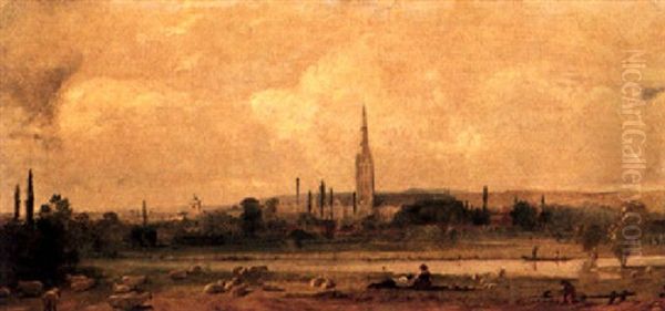 Fluslandschaft Mit Der Kathedrale Von Salisbury Oil Painting by John Constable