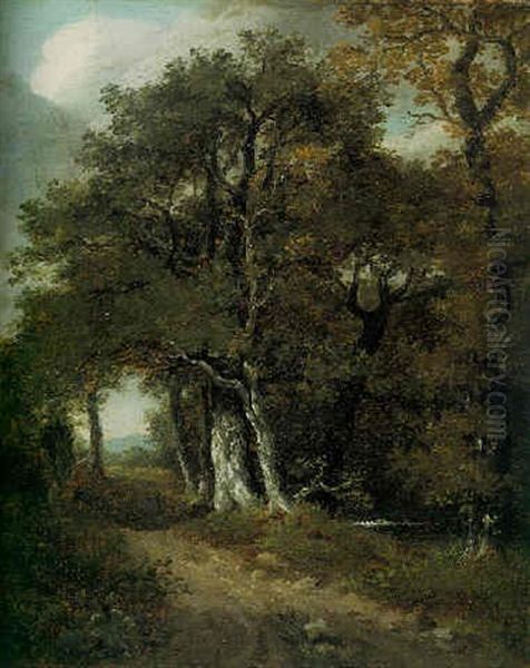 A Woodland Scene Oil Painting by John Constable