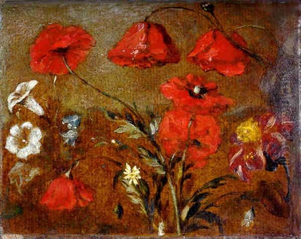 Flower Study, With Poppies, Convolvulus, Harebells And Other Flowers Oil Painting by John Constable