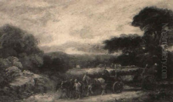 Logging Oil Painting by John Constable