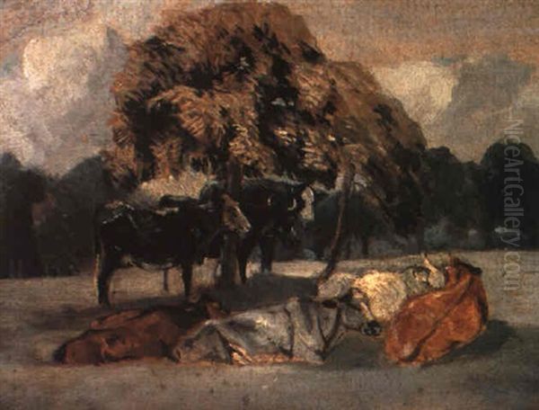 Study Of Cattle Under A Tree Oil Painting by John Constable