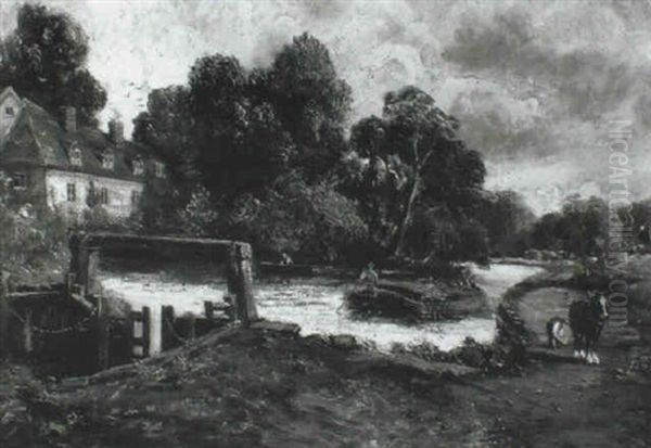 Approaching The Lock Oil Painting by John Constable