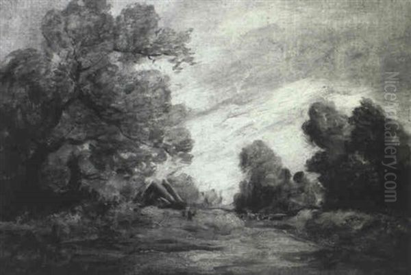 A Wooded Landscape With A Cottage Oil Painting by John Constable