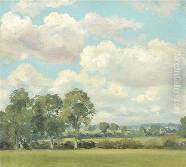 Dedham Water Meadows Oil Painting by Lionel Bicknell Constable