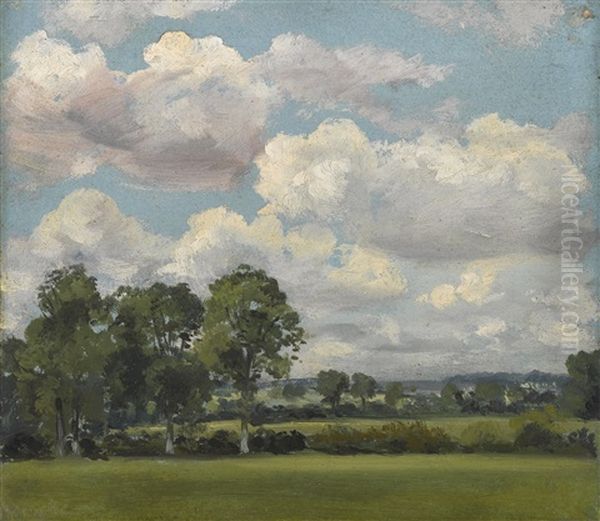 Dedham Water Meadows Oil Painting by Lionel Bicknell Constable