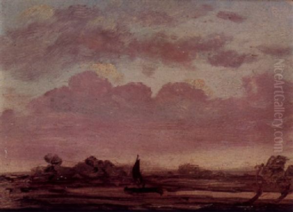 On The Stour, Sunset Oil Painting by Lionel Bicknell Constable