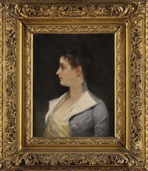 Portrait De Madame Eugene H. Glaeuzer Oil Painting by Jean Joseph Benjamin Constant