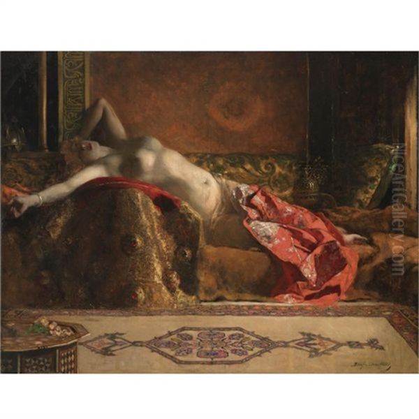 Reclining Odalisque Oil Painting by Jean Joseph Benjamin Constant