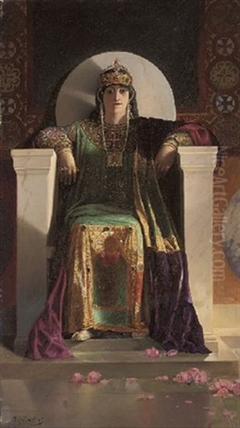 The Empress Theodora Seated On Her Throne In Court Dress Oil Painting by Jean Joseph Benjamin Constant