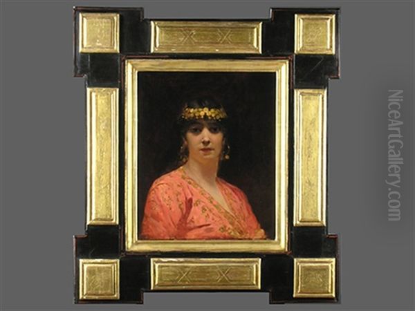 Portrait Einer Jungen Dame In Orientalischer Kleidung Oil Painting by Jean Joseph Benjamin Constant