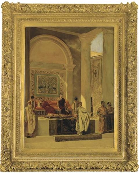 La Salle Du Trone De L'empereur Et Imperatrice Byzantins Oil Painting by Jean Joseph Benjamin Constant