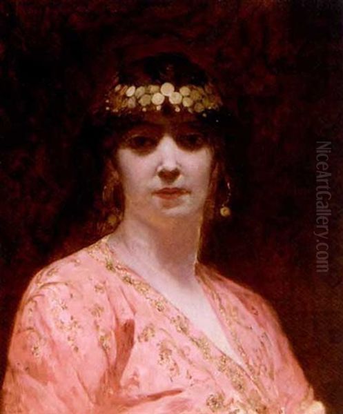 An Oriental Beauty Oil Painting by Jean Joseph Benjamin Constant