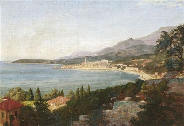 Blick Auf Menton An Der Cote D'azur Oil Painting by Jean Joseph Benjamin Constant