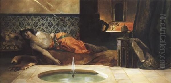 Femme Orientale Etendue Sur Un Sofa Oil Painting by Jean Joseph Benjamin Constant