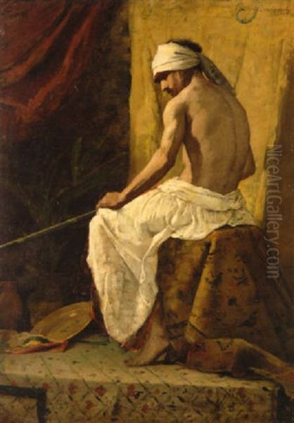 Seated Arab Oil Painting by Jean Joseph Benjamin Constant