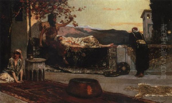 On The Terrace Oil Painting by Jean Joseph Benjamin Constant