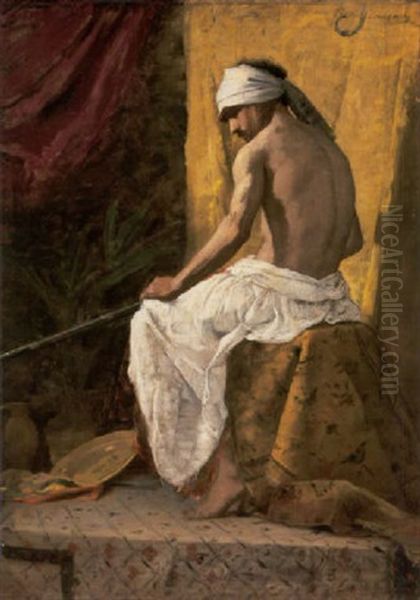 A Seated Arab Oil Painting by Jean Joseph Benjamin Constant