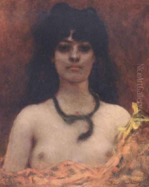 An Oriental Beauty Oil Painting by Jean Joseph Benjamin Constant