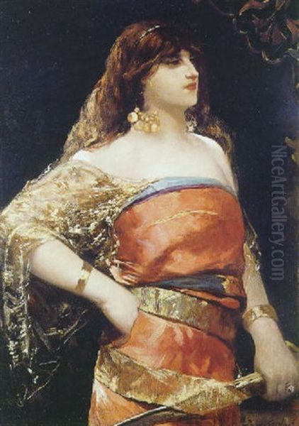 Jeune Orientale Au Yatagan Oil Painting by Jean Joseph Benjamin Constant