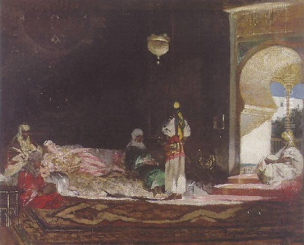 Scene De Harem Oil Painting by Jean Joseph Benjamin Constant