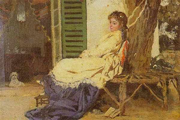 Jeune Femme Au Jardin Oil Painting by Jean Joseph Benjamin Constant