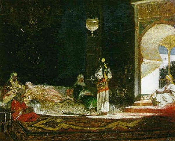 Scene De Harem Oil Painting by Jean Joseph Benjamin Constant