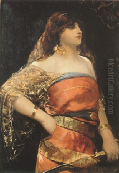 Jeune Femme Au Yatagan Oil Painting by Jean Joseph Benjamin Constant