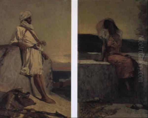 A Resting Arab Warrior Oil Painting by Jean Joseph Benjamin Constant