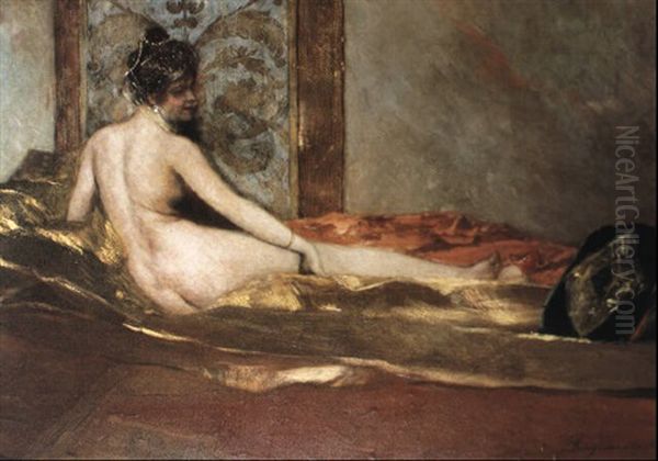 La Belle Odalisque Oil Painting by Jean Joseph Benjamin Constant