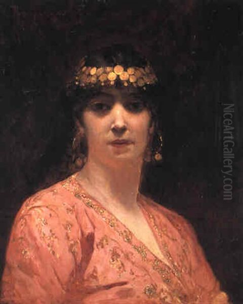 Portrait Of An Arab Woman Oil Painting by Jean Joseph Benjamin Constant