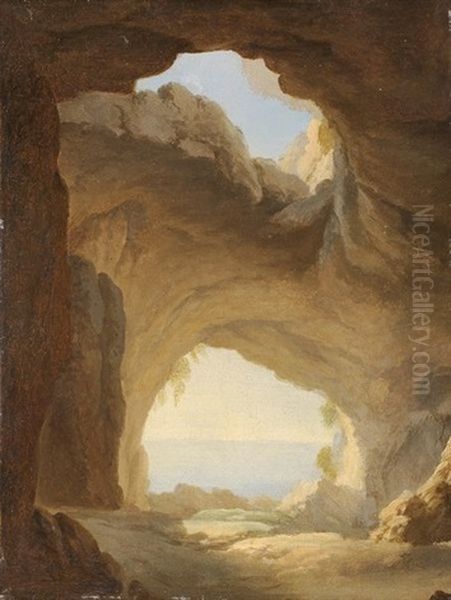 Vue De Grotte Pres De Naples Oil Painting by Jean-Antoine Constantin d'Aix