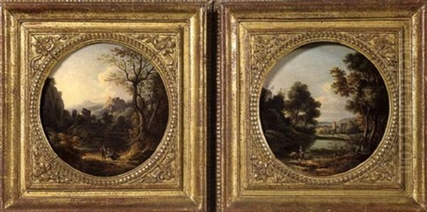 Paysage (+ Another; Pair) Oil Painting by Jean-Antoine Constantin d'Aix