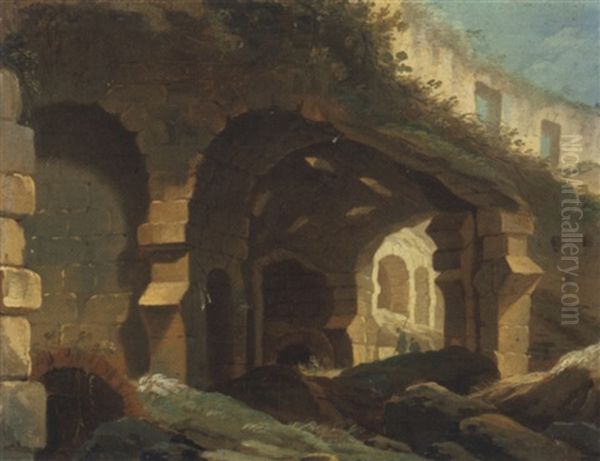 Vue De L'interieur Du Colisee A Rome Oil Painting by Jean-Antoine Constantin d'Aix