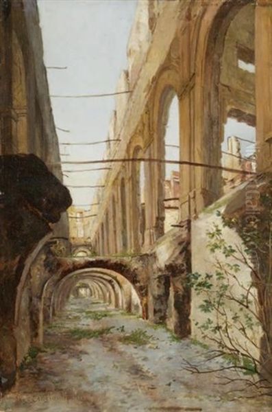 Les Ruines De La Cour Des Comptes Oil Painting by Auguste Aristide Fernand Constantin