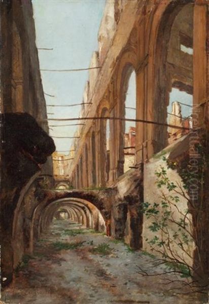 Ruines De La Cour Des Comptes Oil Painting by Auguste Aristide Fernand Constantin