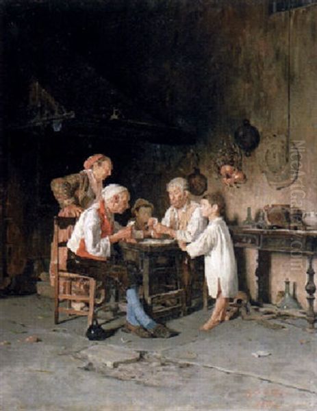 Beim Kartenspiel Oil Painting by Giovanni Constantini