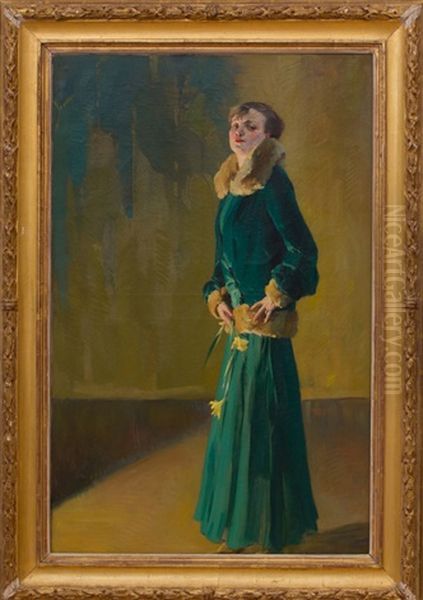 Femme En Vert Oil Painting by Virgilio Constantini