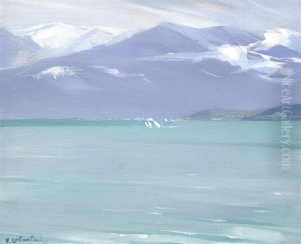 Lake Thun, Switzerland Oil Painting by Virgilio Constantini