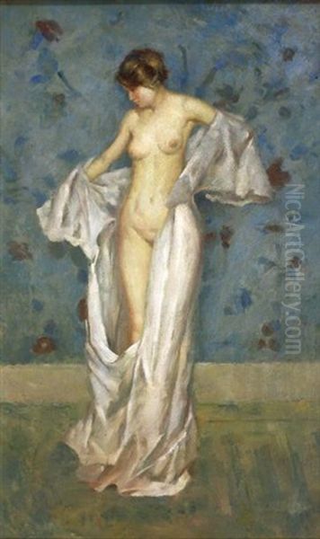 Nu Drape (study) Oil Painting by Virgilio Constantini