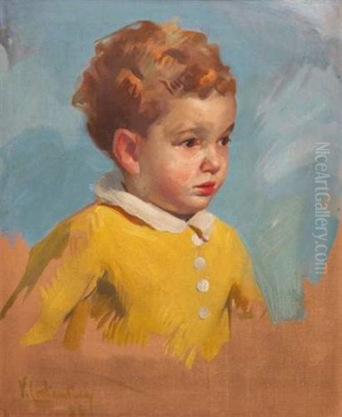 Portrait D'enfant Oil Painting by Virgilio Constantini