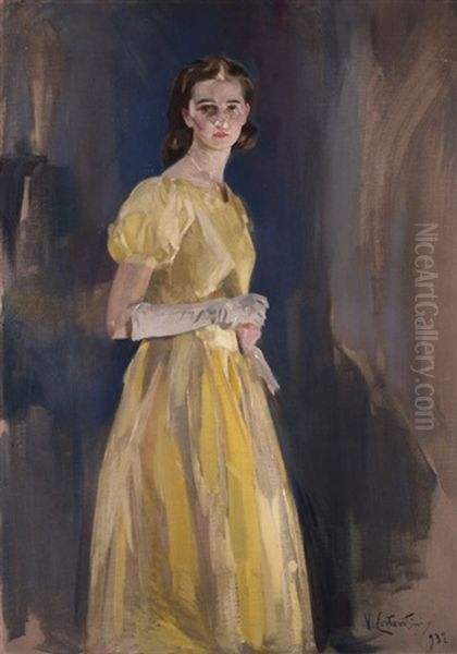 Junge Dame Im Gelben Kleid Oil Painting by Virgilio Constantini